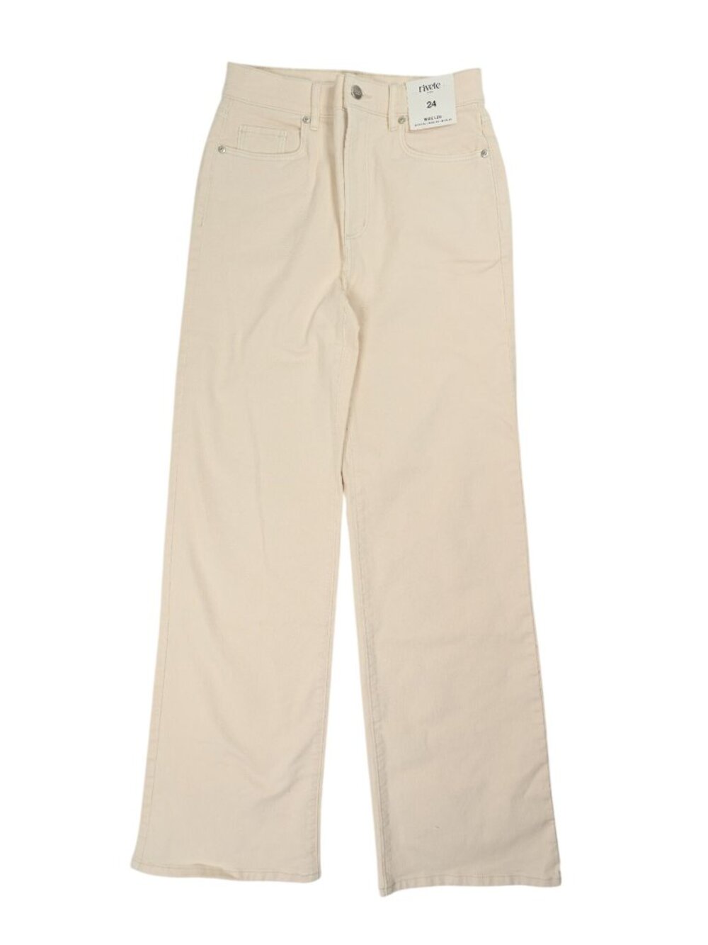 LOFT Rivete High Rise Wide Leg Jeans in Ivory